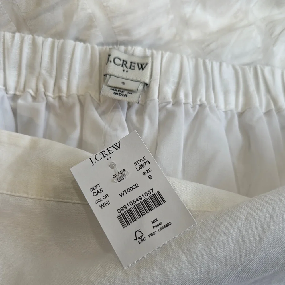 NWT J. Crew White Skirt with Navy Blue Floral Embroidery Scalloped Hem Sice  S